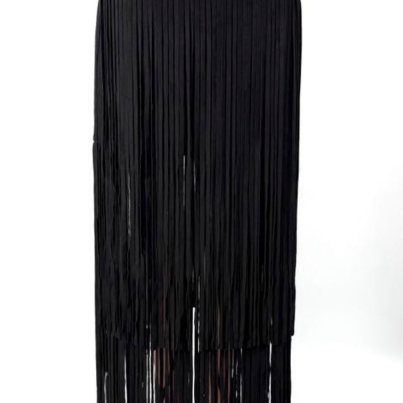 NWT Pinto Ranch Adore Western Faux Suede Long Fringe Skirt Size XL Black - Picture 5 of 13
